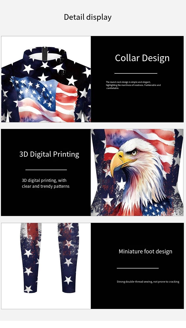Independence Day Skinny Bodysuit - American Flag Eagle Print Jumpsuit